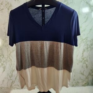 Amaryllis Color Block Short Sleeve Top